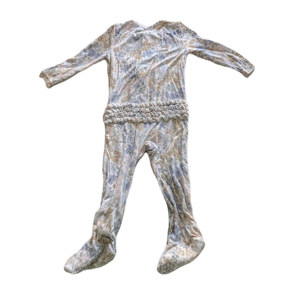 Angel Dear Baby Girl Bamboo One Piece Pajamas White Pastel Flower Ruffle 9-12M - Picture 4 of 7